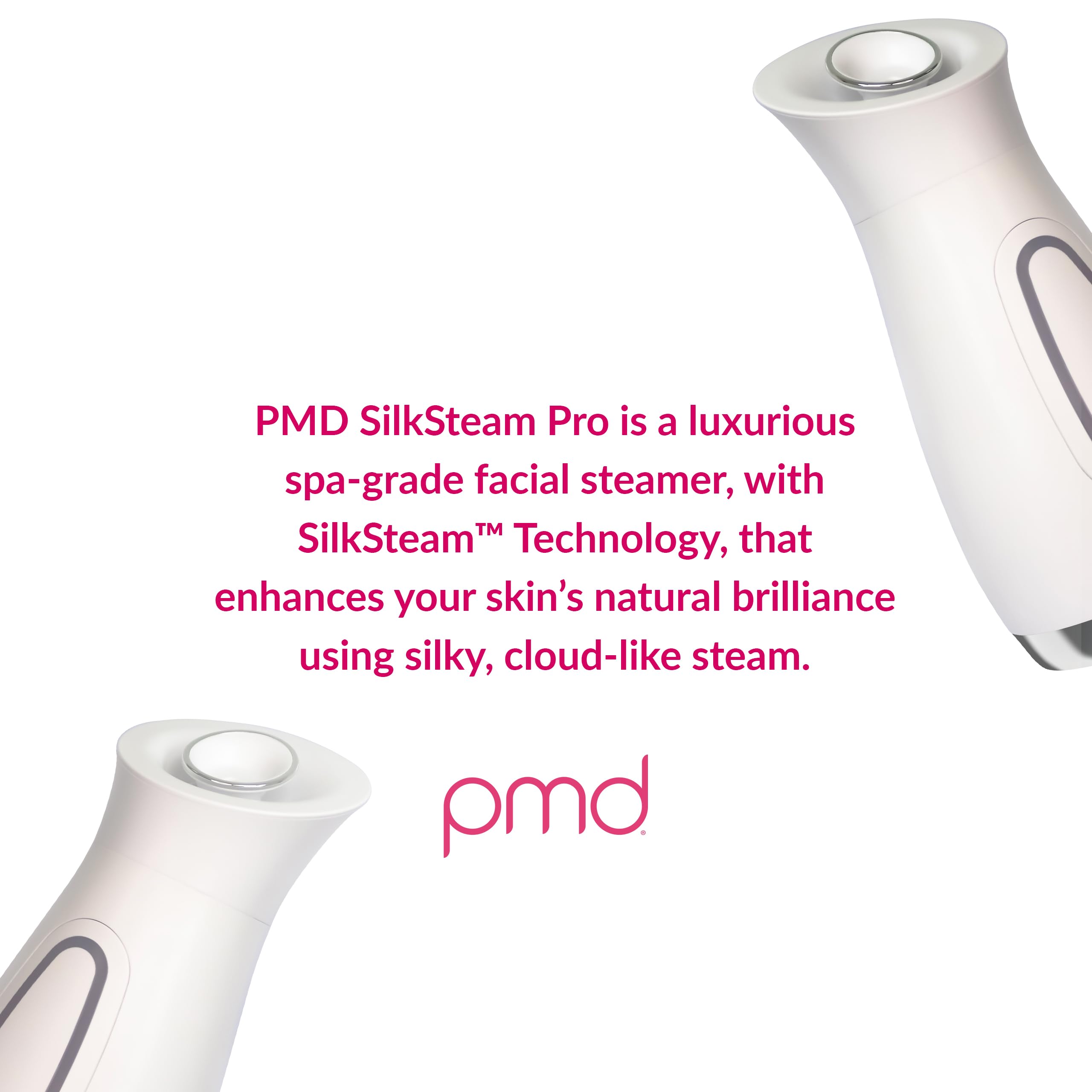 PMD SilkSteam Pro - Spa-Grade Facial Steamer with SilkSteam Technology - Rapid Start-Up - Adjustable, Directional Nozzle - Essential Oil Filters - Dewy, Hydrated Glow
