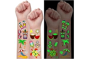 Partywind Luau Party Supplies: Luminous Hawaiian Tattoos for Party Decorations