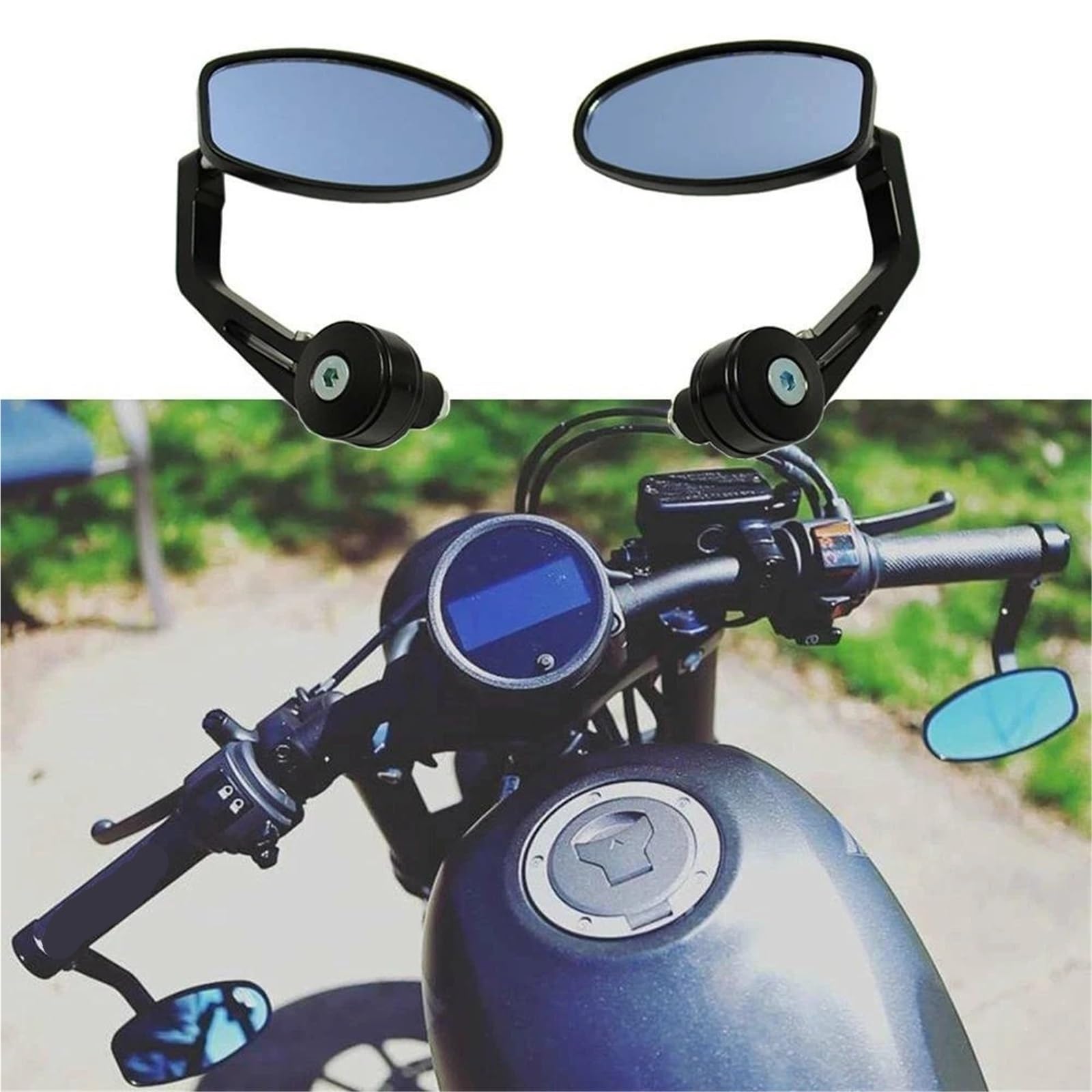 Retrovisor manillar scooter Espejos Retrovisores Laterales Con Extremo De Barra Mango 7/8 "para Bobber, Motocicleta Universal