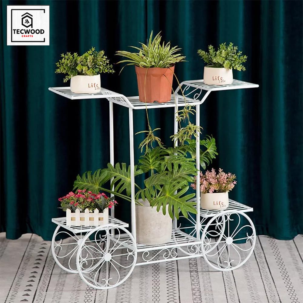 TECWOOD CRAFTS: Plant balcony stand. Numerous indoor and outdoor planters, flower stands in pots for living rooms and gardens, and vertical potted tulsi plants in gamla. (B0D9KP83CV) Amazon Price History, Amazon Price Tracker