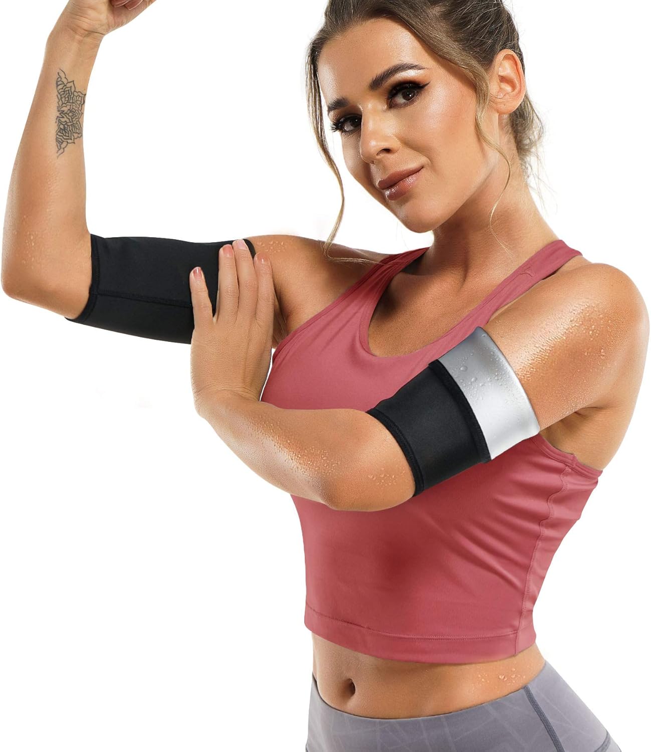 KUMAYES Sauna Arm Trimmers Arm Sweat Bands Arm Slimmer Shaper Compression Sleeves Wraps Arm Trainer for Women Workout 2 Pack : Sports & Outdoors