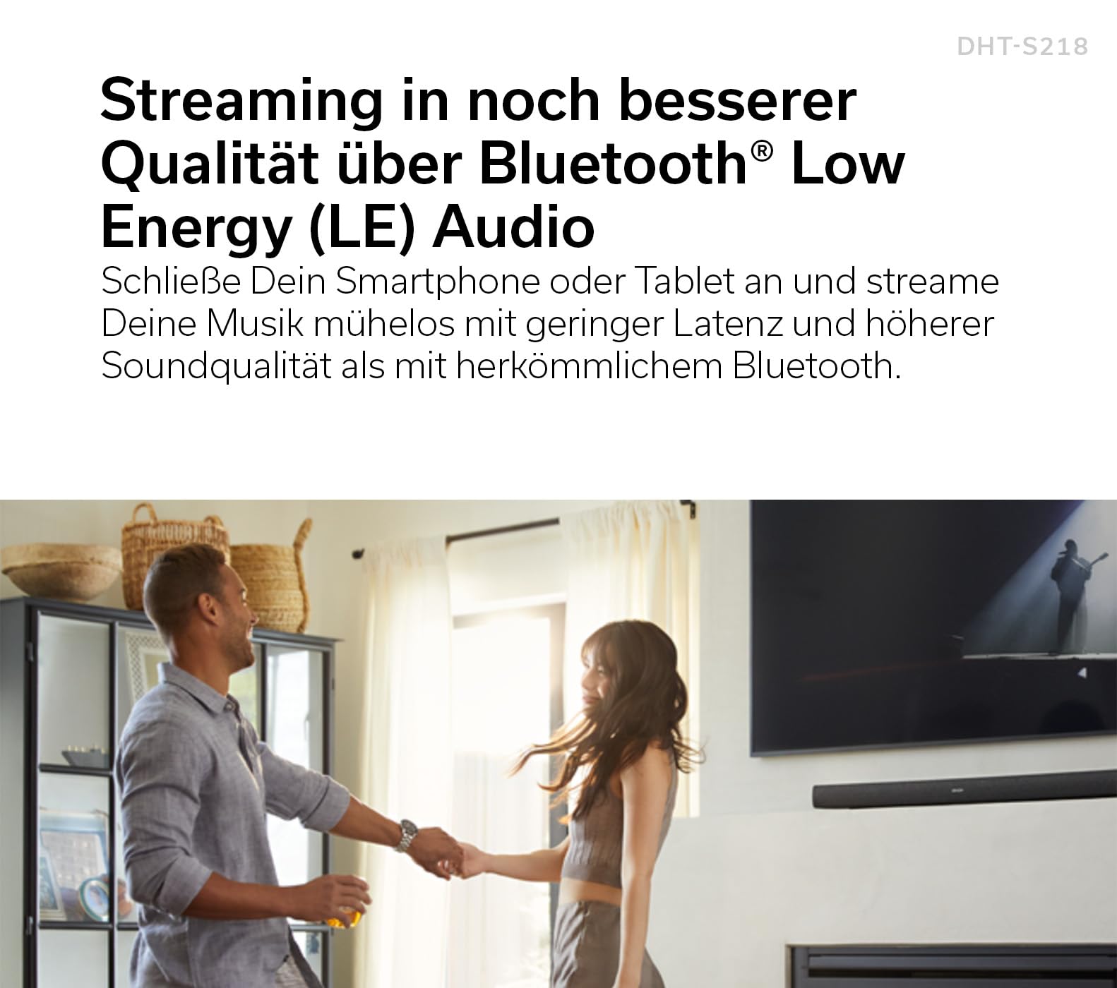 Denon DHT-S218 2.1 Soundbar mit integriertem Subwoofer, Dolby Atmos, HDMI eARC, Bluetooth LE Audio, Dialog Enhancer - Schwarz