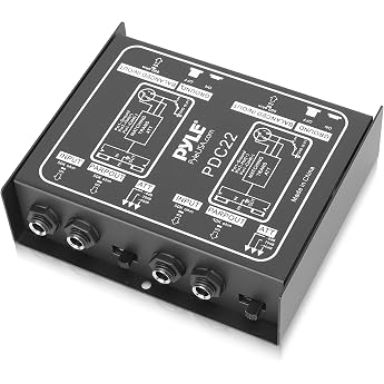 Pyle DI Box Di - Passive Direct Injection Box with Hum Remover and Input Mute for Guitar &amp; Bass - Impedance Transformer