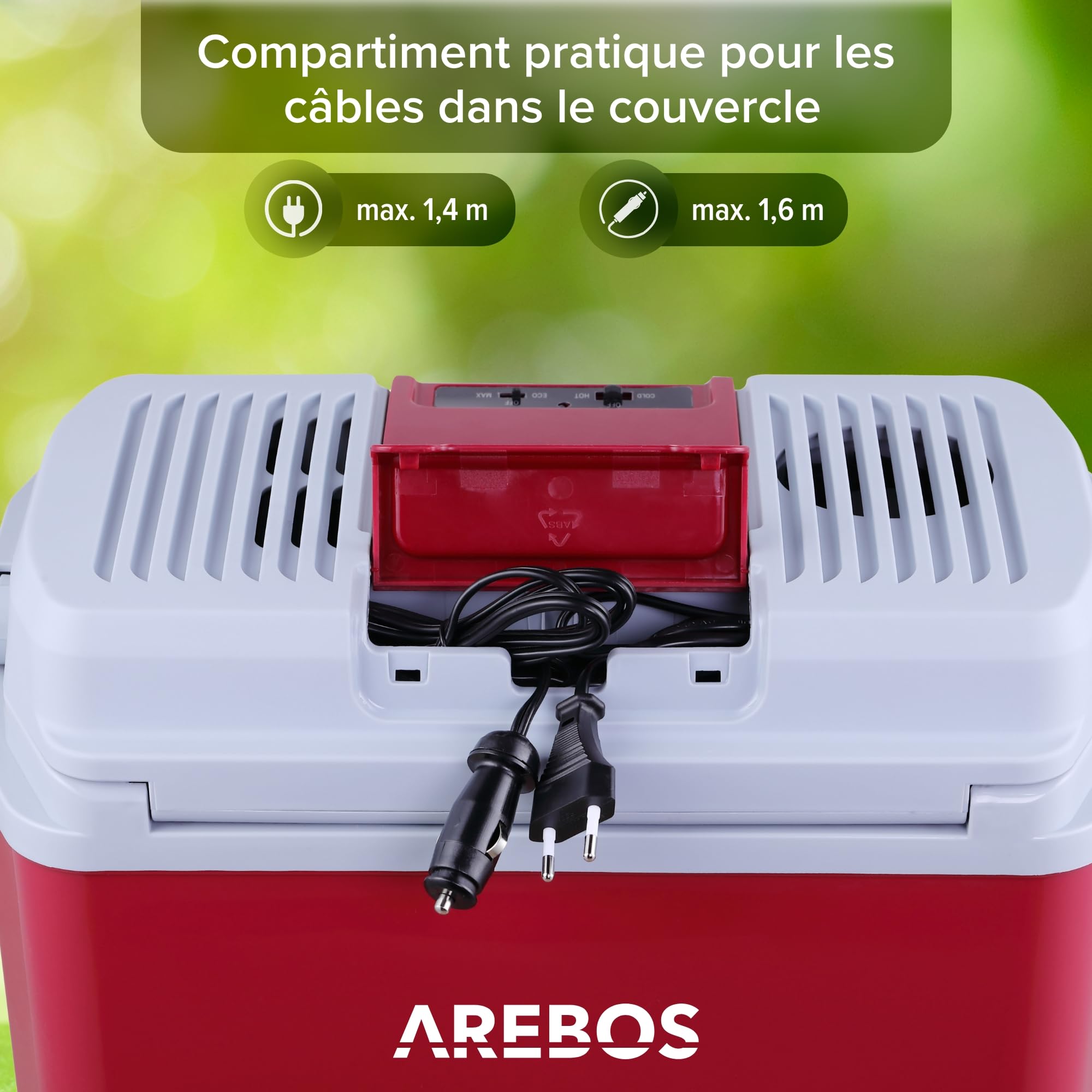 Arebos 20 L Boîte réfrigérante | Boîte chauffante thermoélectrique | Glaciere Allume Cigare | Glaciere électrique | sur Secteur | Mode éco | 12/230 V pour Voiture et Prise de Courant