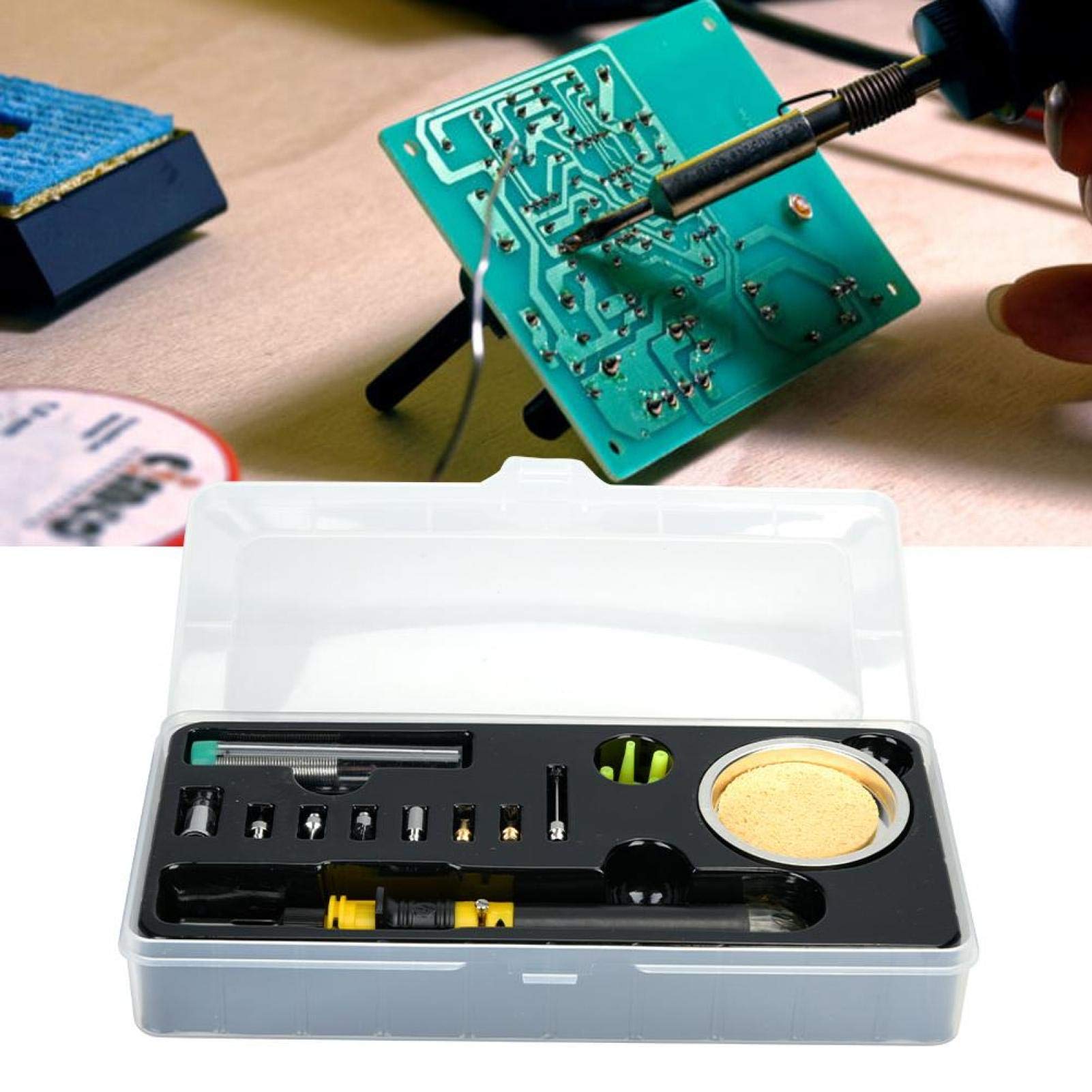 Kit de fer à souder au gaz, kit de torche de soudage sans fil portable 12 pouces pour automobile, électronique, bricolage à la maison, ordinateur(Jaune)