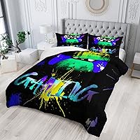 Vista 2 de AILONEN Gamepad61 - Juego de edredón de 3 piezas, 1 edredón y 2 fundas de almohada, juego de ropa de cama con control de videojuegos, juego de ropa