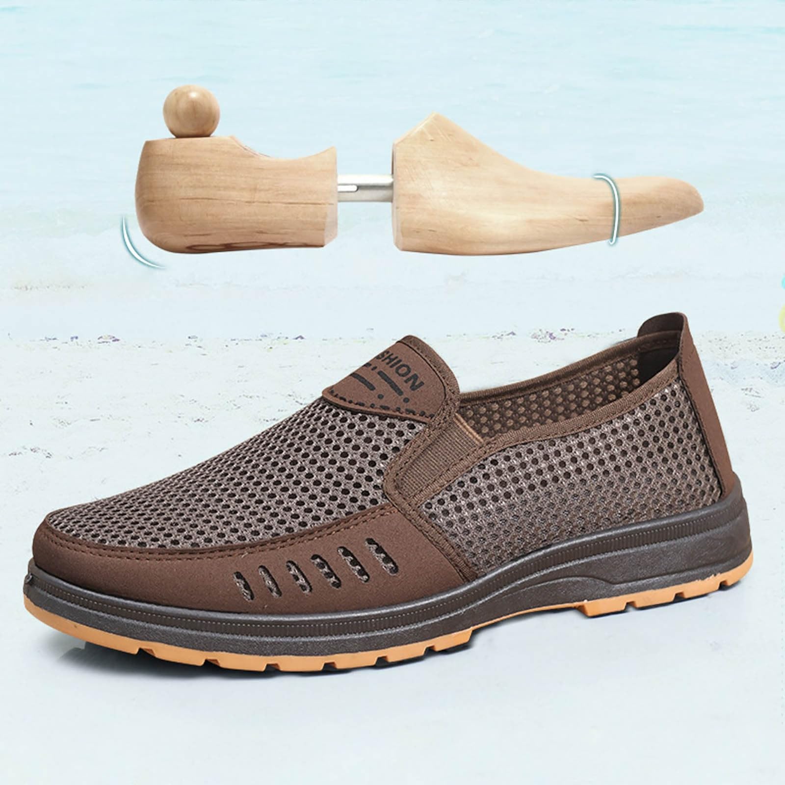 Zapatos para hombre Reino Unido Retro Mesh Transpirable Casual Zapatillas, café, 39 1/3 EU
