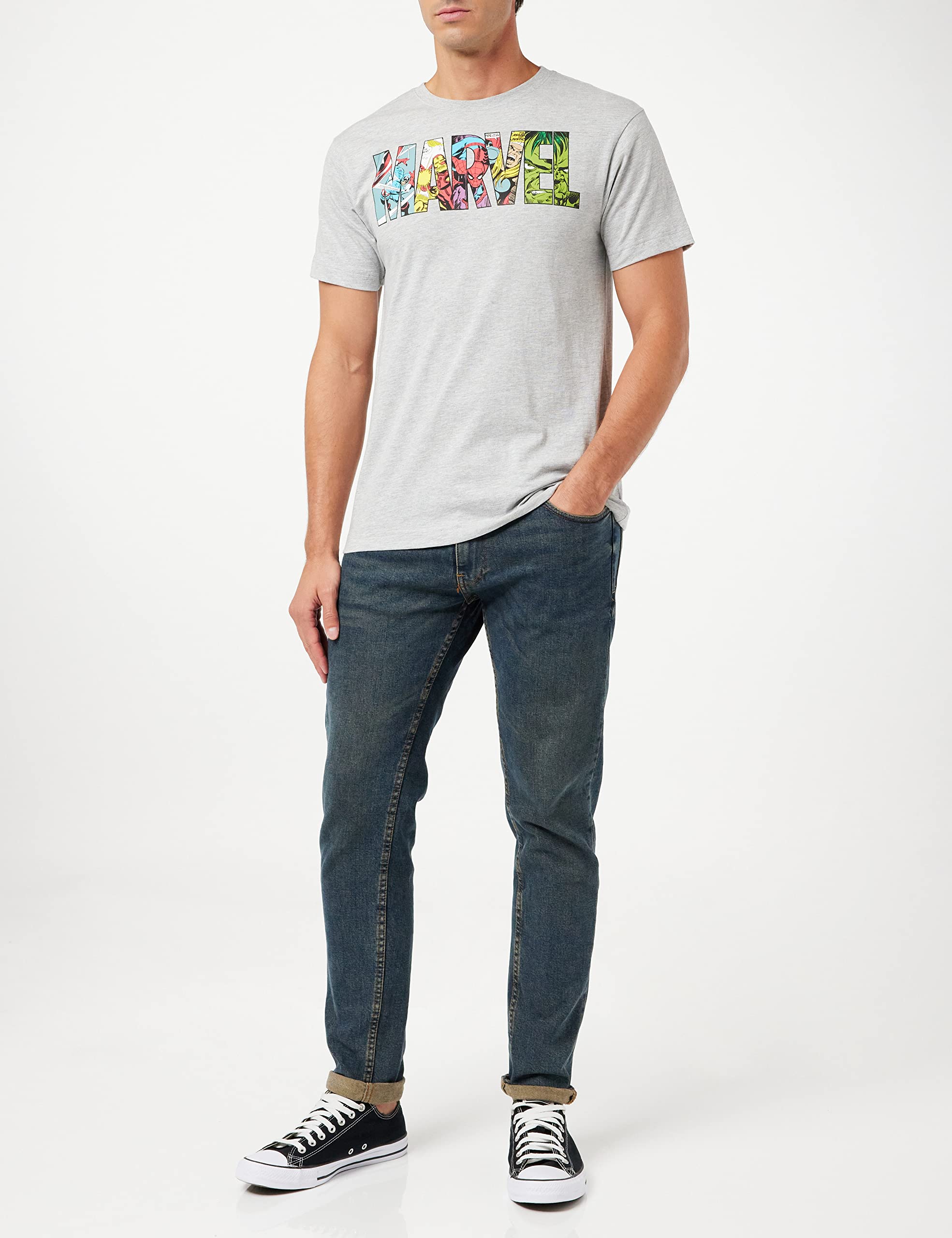 Marvel Men's Comic Strip Logo T-Shirt