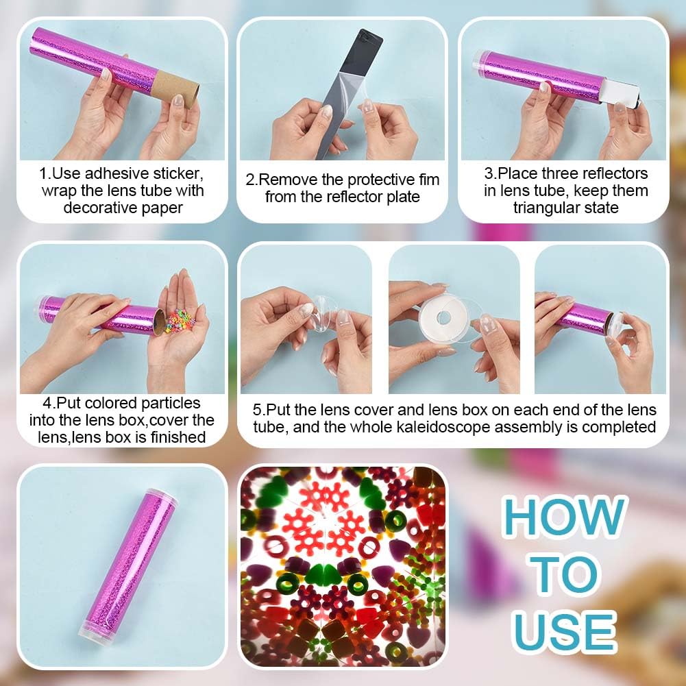 OLYCRAFT 6 Set kaléidoscope Making Kit DIY kaléidoscope Making Craft Kit Science Craft Party favorise kaléidoscopes Blancs avec Papier Paillettes pour Fournitures d’Anniversaire d’Artisanat Groupe