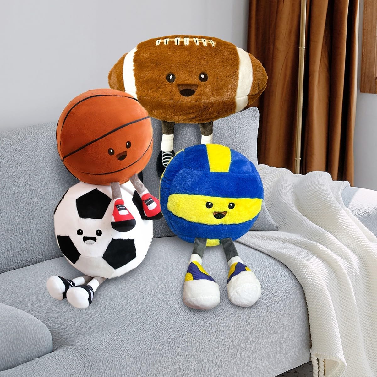 Cute Volleyball Plush Pillow Toy,Kids Volleyball Stuffed Animal for Sofa/Bedroom Decor