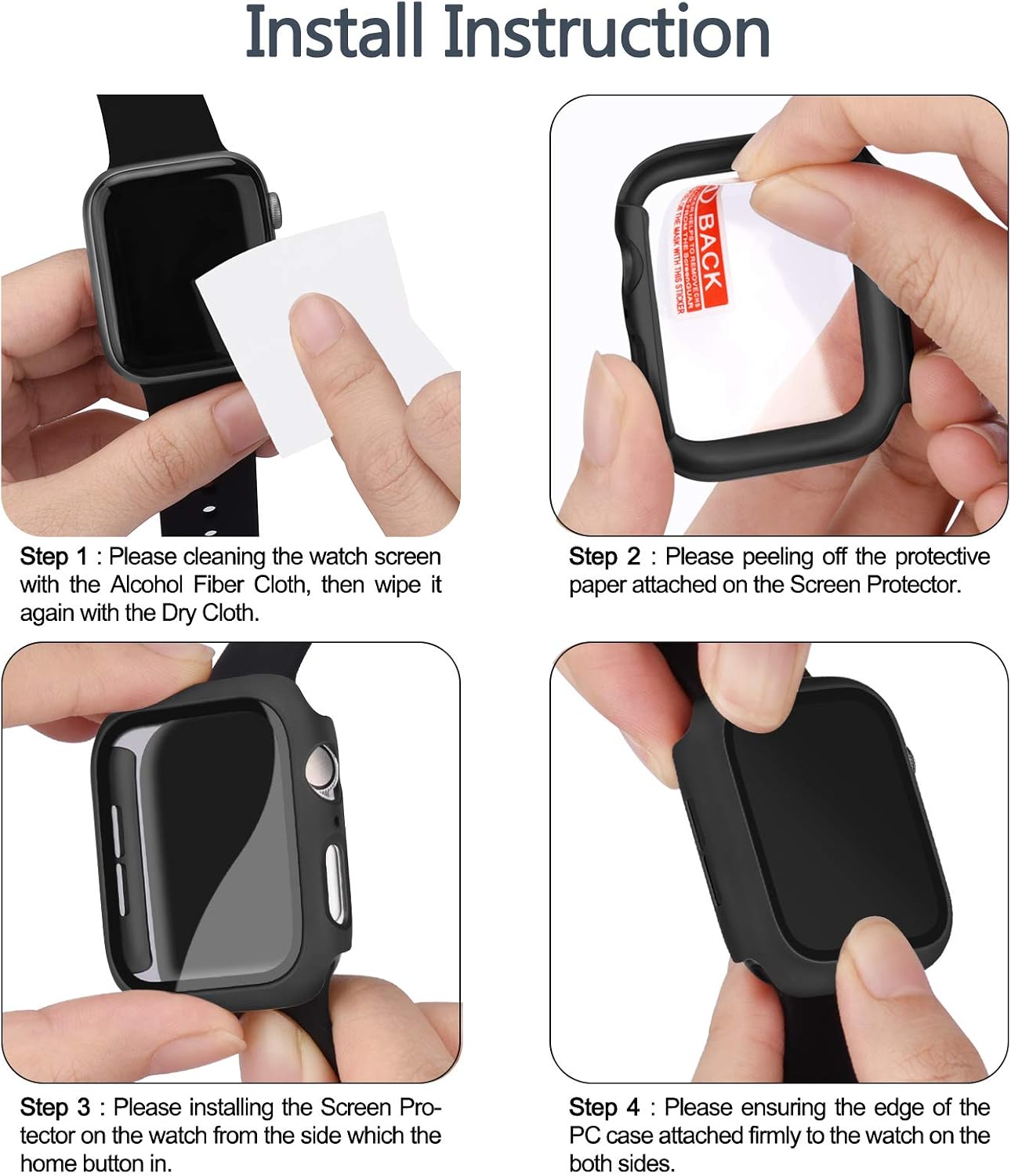 [3 Pack] Oumida Case Compatible with Apple Watch Case 44mm Series SE 6 5 4 for Women Men, iWatch Cases 44mm with Tempered Glass Screen Protector Hard Cover for iWatch (Clear, Black, Navy Blue, 44mm)