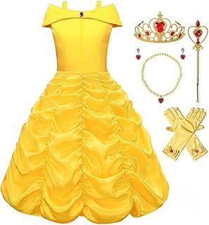Princess Dress for Girls Halloween Cosplay Costumes Birthday Party Dress Up Clothes Yellow - Buy now