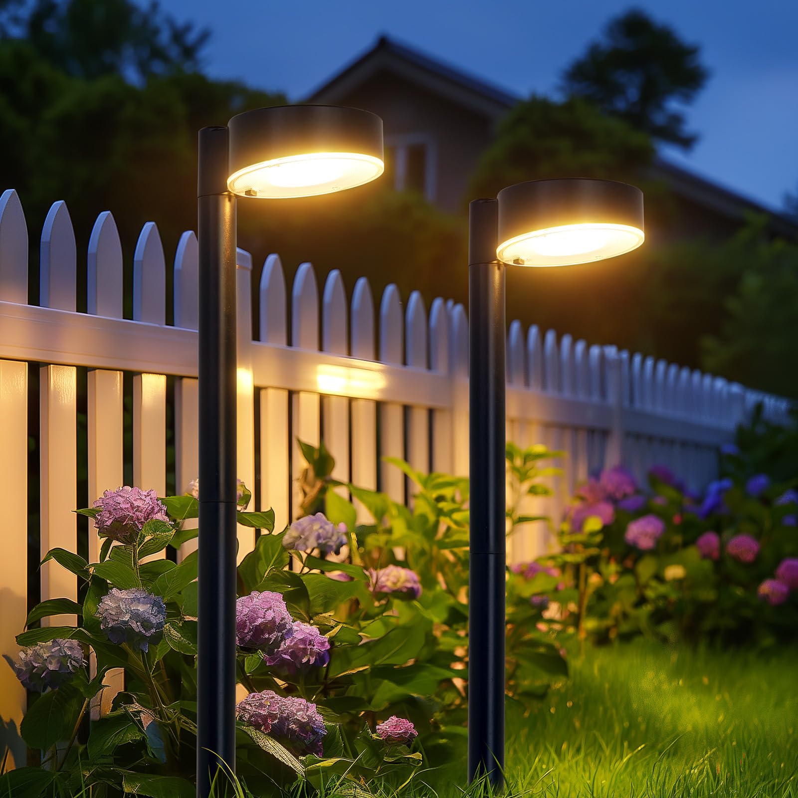 E-KongSolar Pathway Lights Outdoor 2 Pack, Bright with 12 LED Solar Lights Outdoor for Yard, Long Lighting Over 12 Hours, Waterproof Auto On/Off Solar Powered Garden Lights for Path Walkway Decor