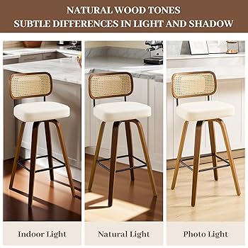 Bekrvio Swivel Counter Height Bar Stools Set Of 3, Faux Leather Kitchen Stools