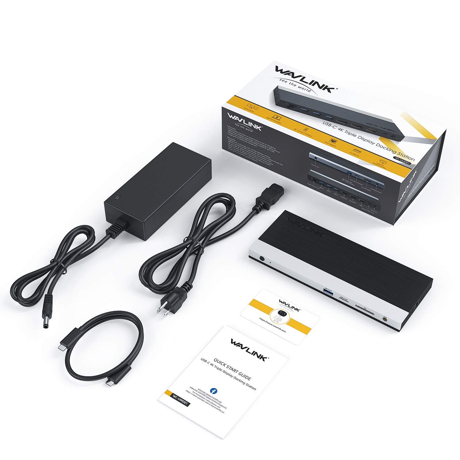 Docking Station Triple Display Hub, 13 in 1 Dockingstation, WAVLINK USB-C Adapter mit 2 * 4K DP, HDMI,mit 100W Netzteil(65W PD) Ethernet,4 USB3.0, SD/TF,Audio, USB C-Dock