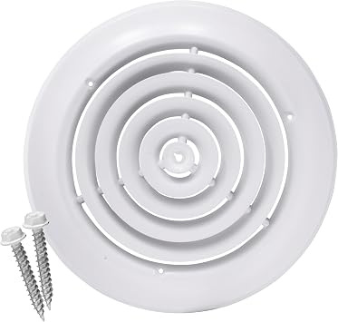 HVAC Premium 12 Round Ceiling Diffuser - Easy Air Flow - HVAC Vent Duct Cover [White] - [Outer Dimensions 16]