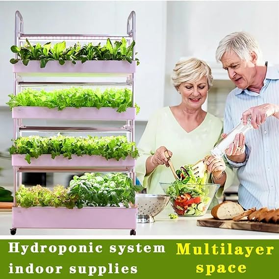 Hydroponic Growing System with Automated Grow Lights, 48/64 Sites Plant Vertical Hydroponics Kit, Intelligent Multi-Layer Planter Soilless Cultivation Equipment~/