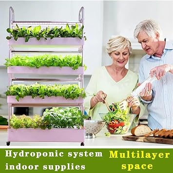 Hydroponic Growing System with Automated Grow Lights, 48/64 Sites Plant Vertical Hydroponics Kit, Intelligent Multi-Layer Planter Soilless Cultivation Equipment~/