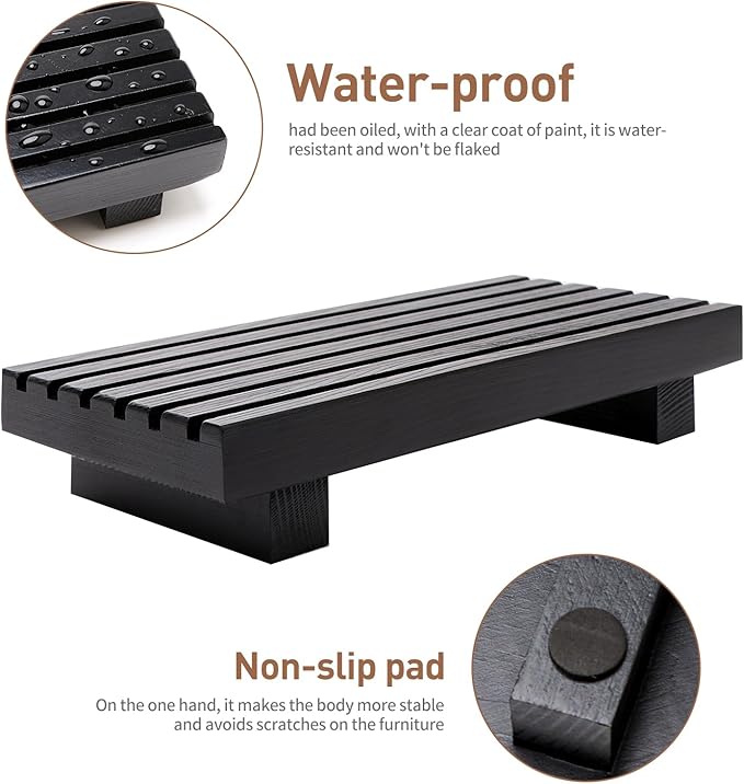 Organizador de Baño de Madera Renawe Negro para Jabón y Accesorios miniatura 4