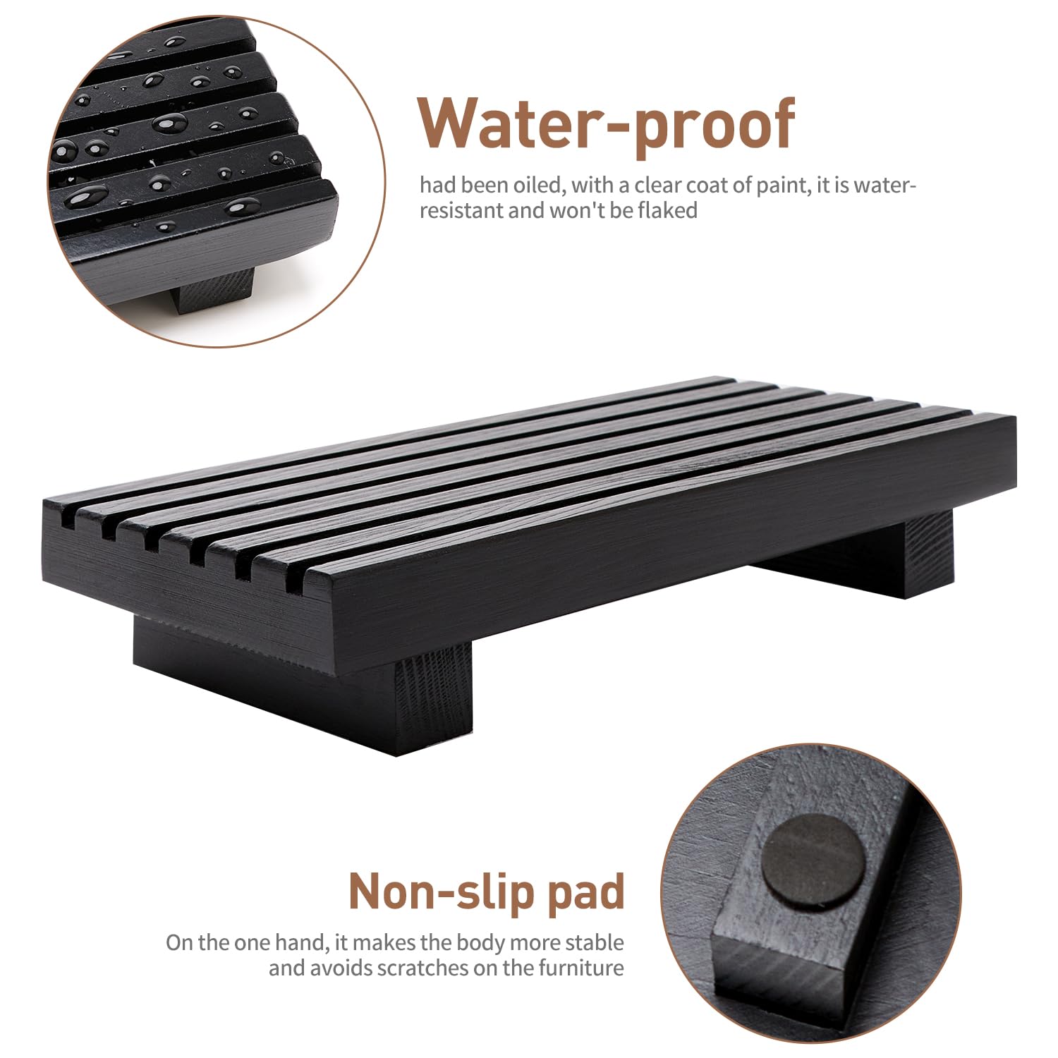 Bandeja de madera negra para decoración de baño, accesorios para fregadero