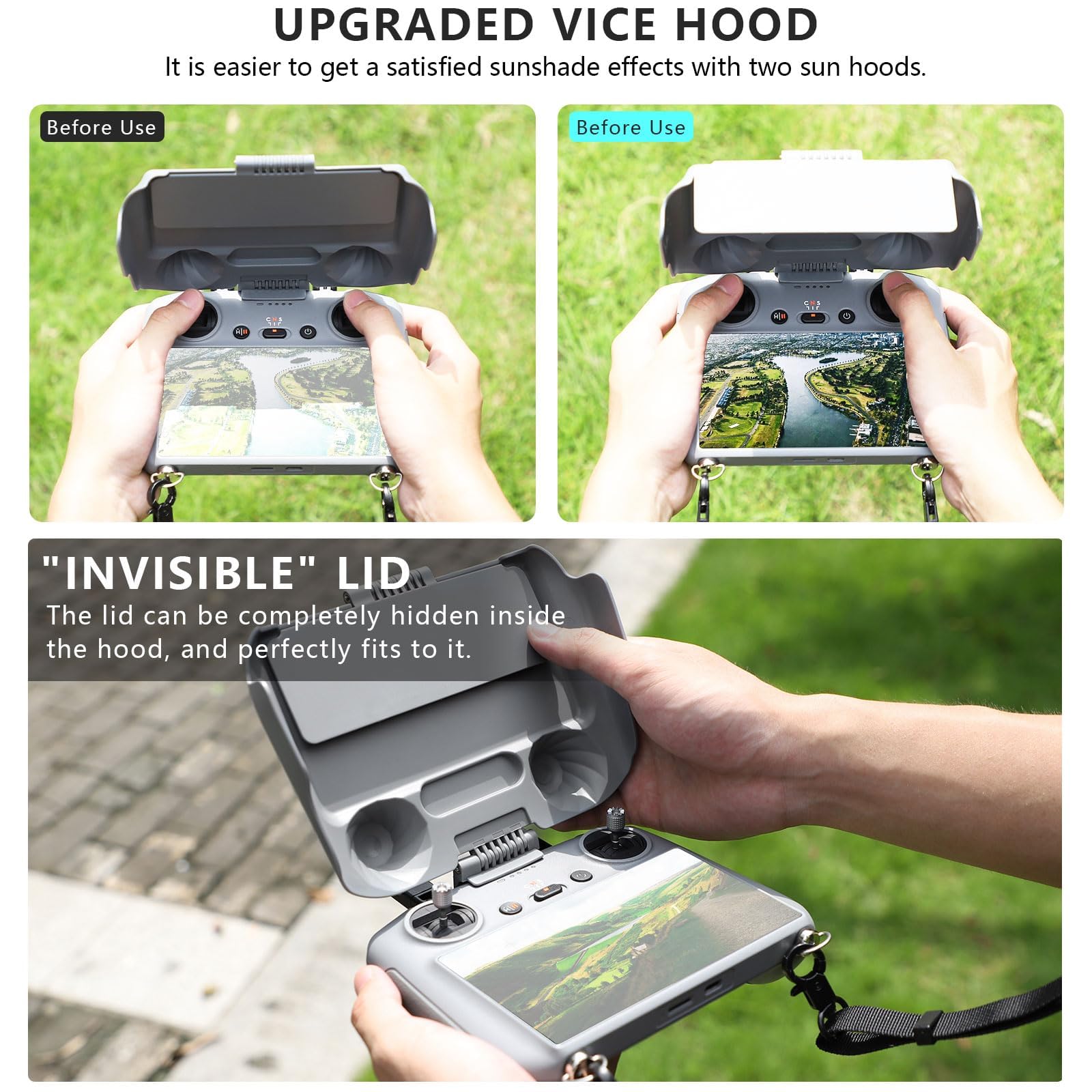 FPVtosky RC 2 Controller More Protector Kit for DJI Mini 4/5 Pro Accessories, 3-in-1 Kit includes RC 2 Sun Hood Cover - Image 3