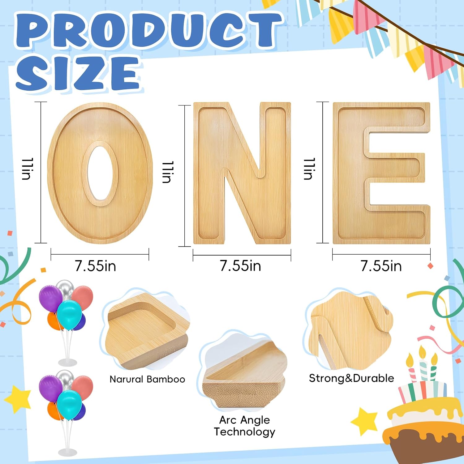 3PCS One Charcuterie Board Letters-(With 14 Balloons) Fillable Letter Food Serving Tray for Party Desserts Container Fruit Platter,Suitable for first birthdays, one-year anniversaries