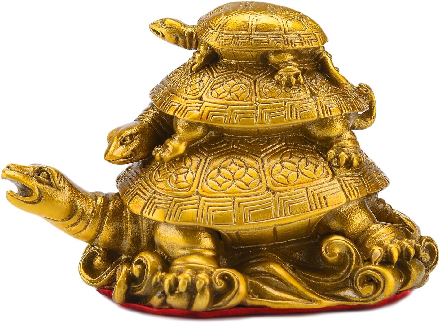 BRABUD Brass Three Generation Turtles Collectible Figurines Handmade Statue Attract Wealth Home Office Desk Decor