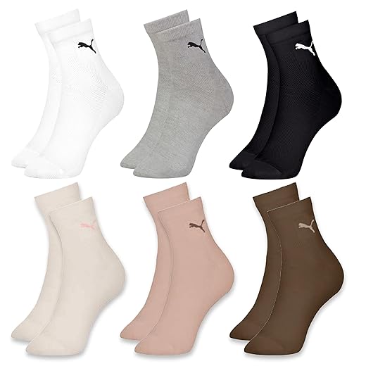 Kit 6 Pares Meia Cano Médio Puma Costura Fina Feminina Adulto