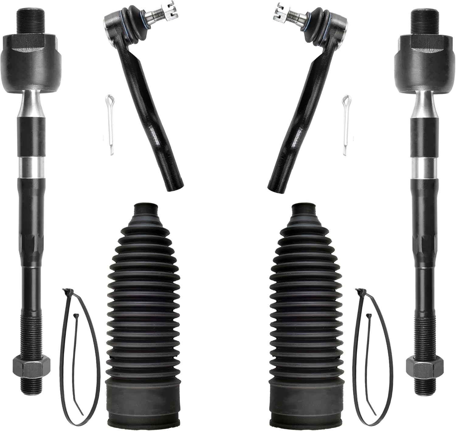 6pcs Front Steering Kit Tie Rod End Inner and Outer and Boots for INFINITI QX56 QX80 Armada Titan 2004-2019