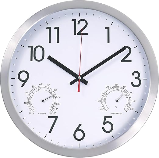 Amazon.com: Vigorwise 14 Inch Wall Clock with Temperature & Humidity ...