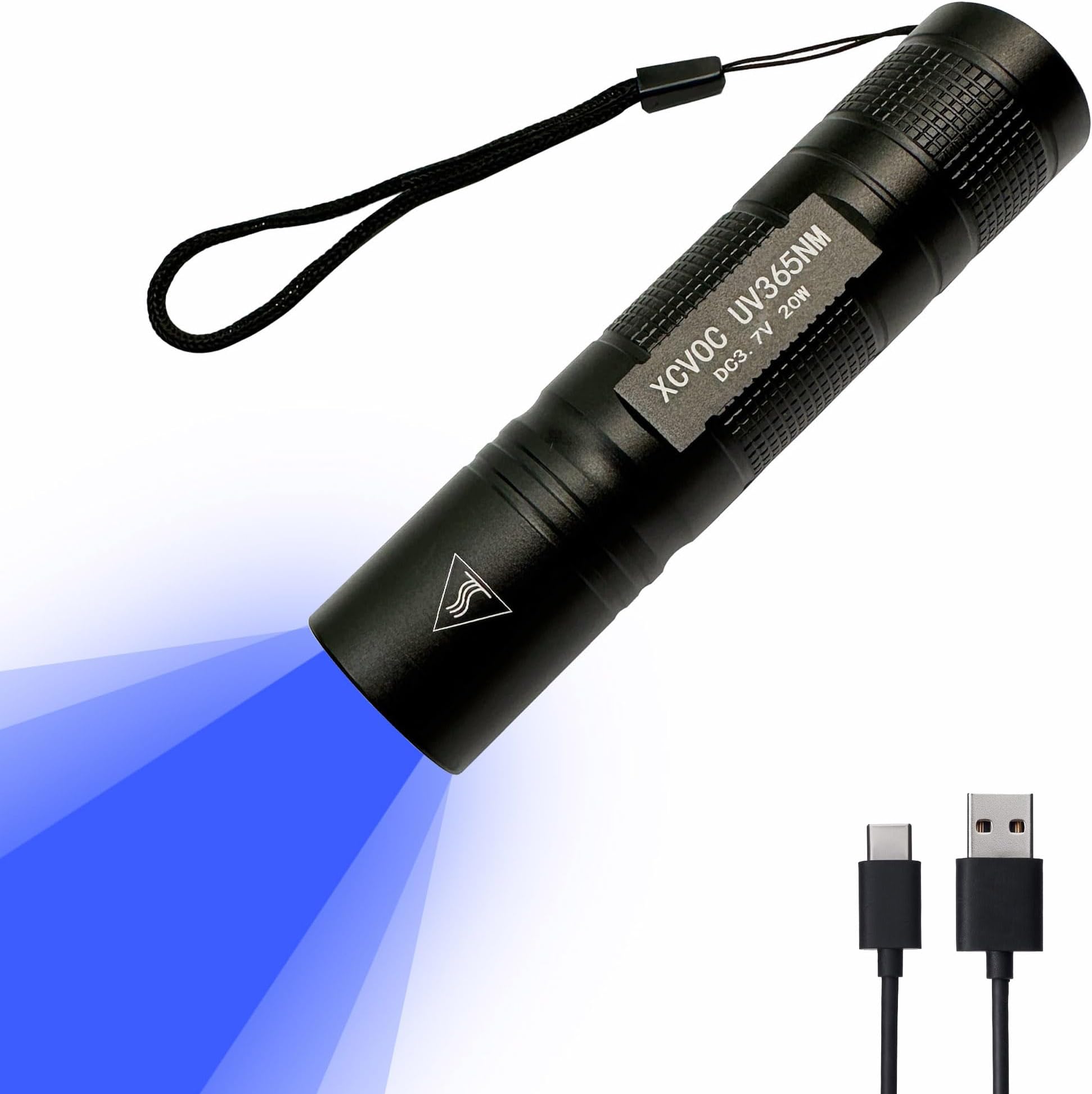 UV Blacklight Flashlight with Filter Rechargeable 365nm Shortwave Uv Light for Minerals Rock Hunting,Resin Curing,Pet Urine Detection Torch 20W Woods Lamp Ringworm