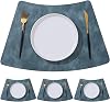 Faux Leather Wedge Placemats for Round Table, Heat Resistant Washable PU Table Place Mats Set of 468 for Kitchen and Dining Table Color : Blue, Size : Set of 4