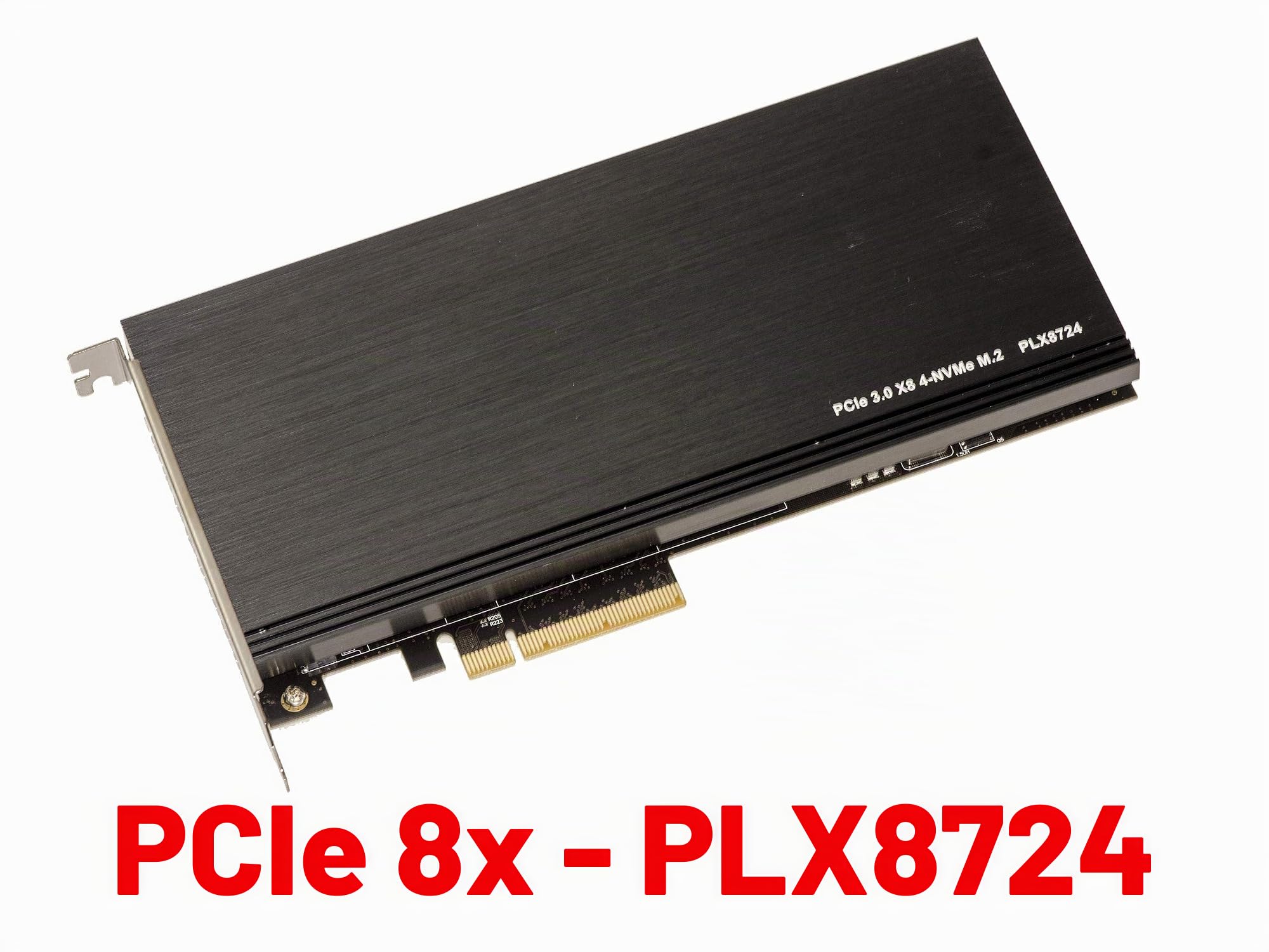 KALEA-INFORMATIQUE PCIe 3.0 x8 M2-Controller-Karte für 4 M.2 NVMe M Key SSDs. PLX8724 Chipsatz - 64GB Bandbreite Max 12000MB/s.