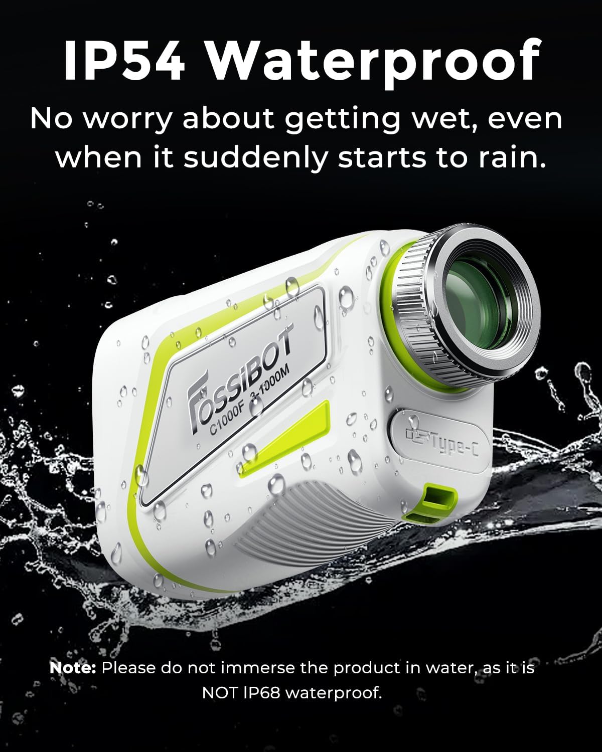 FOSSiBOT C1000F Laser Rangefinder side view with Type-C port