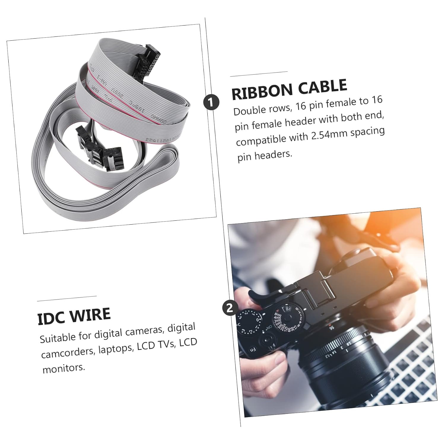 KOMBIUDA 4pcs Pin Connector Cord Wire Flat Ribbon Cable for Electrical Connectors
