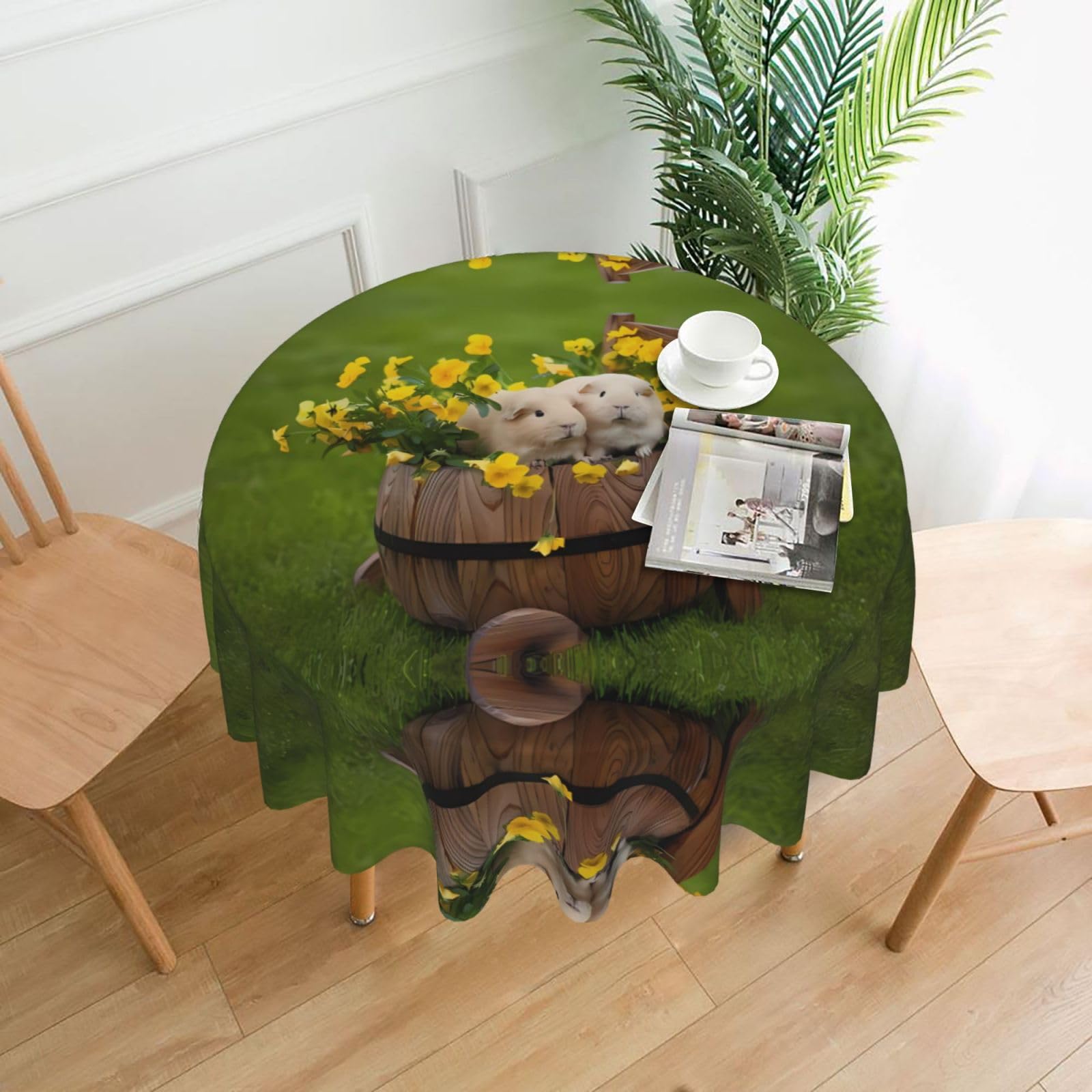 WHJSHOP guinea pigs Prints Round Decorative Throw – 60in Stylish Table Cover for Dining, Parties & Outdoor Events