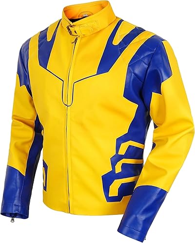 Miniatura 5 de Chaqueta protectora de piel de vaca para hombre, color negro y azul