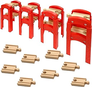 Wooden Train Bridges, Bridge Support, Wooden Train Track Accessories, Train Tracks Compatible with All Major Brands, Wood Toys for Girls & Boys