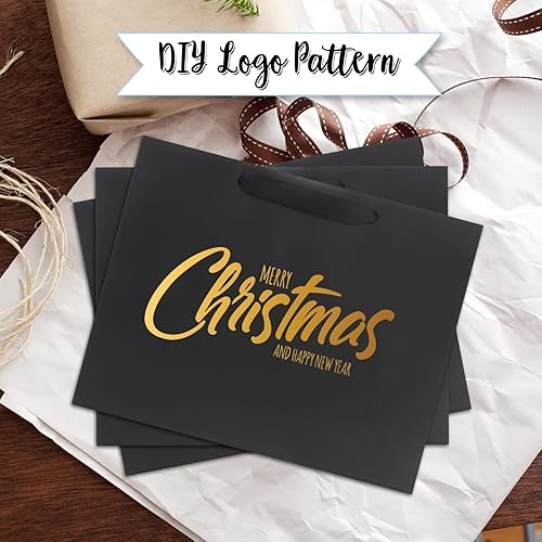 Miniatura 5 de QIELSER Paquete de 12 bolsas de regalo de papel kraft de tamaño extragrande con papel de seda de 16 x 6 x 12 pulgadas, bolsas de papel negro con