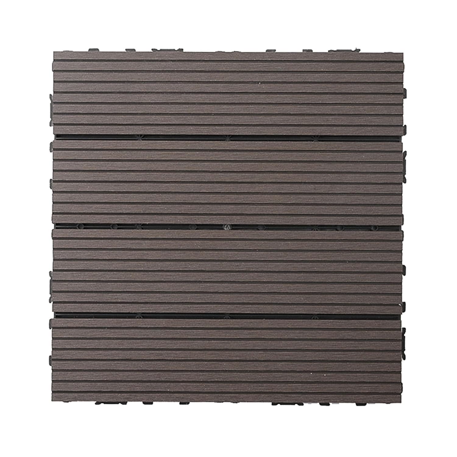 Dalles et lames de terrasse en composite, Tuiles de terrasse emboîtables en bois multicolores, paquet de 9(Striped Chocolate)