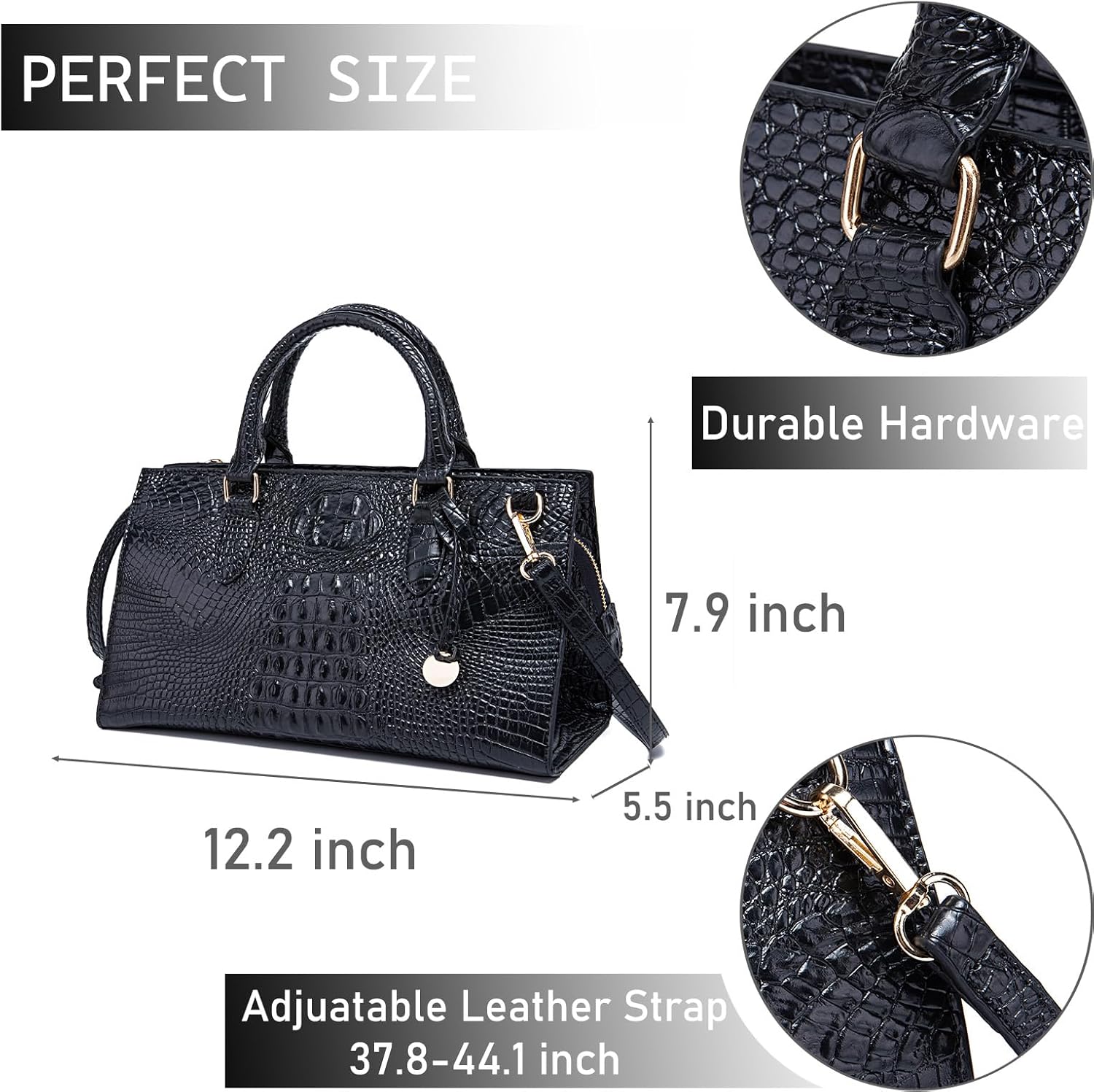 Makcr Joacbv Crocodile Pattern Gradient Top Handle Satchel Large Capacity Tote Bag