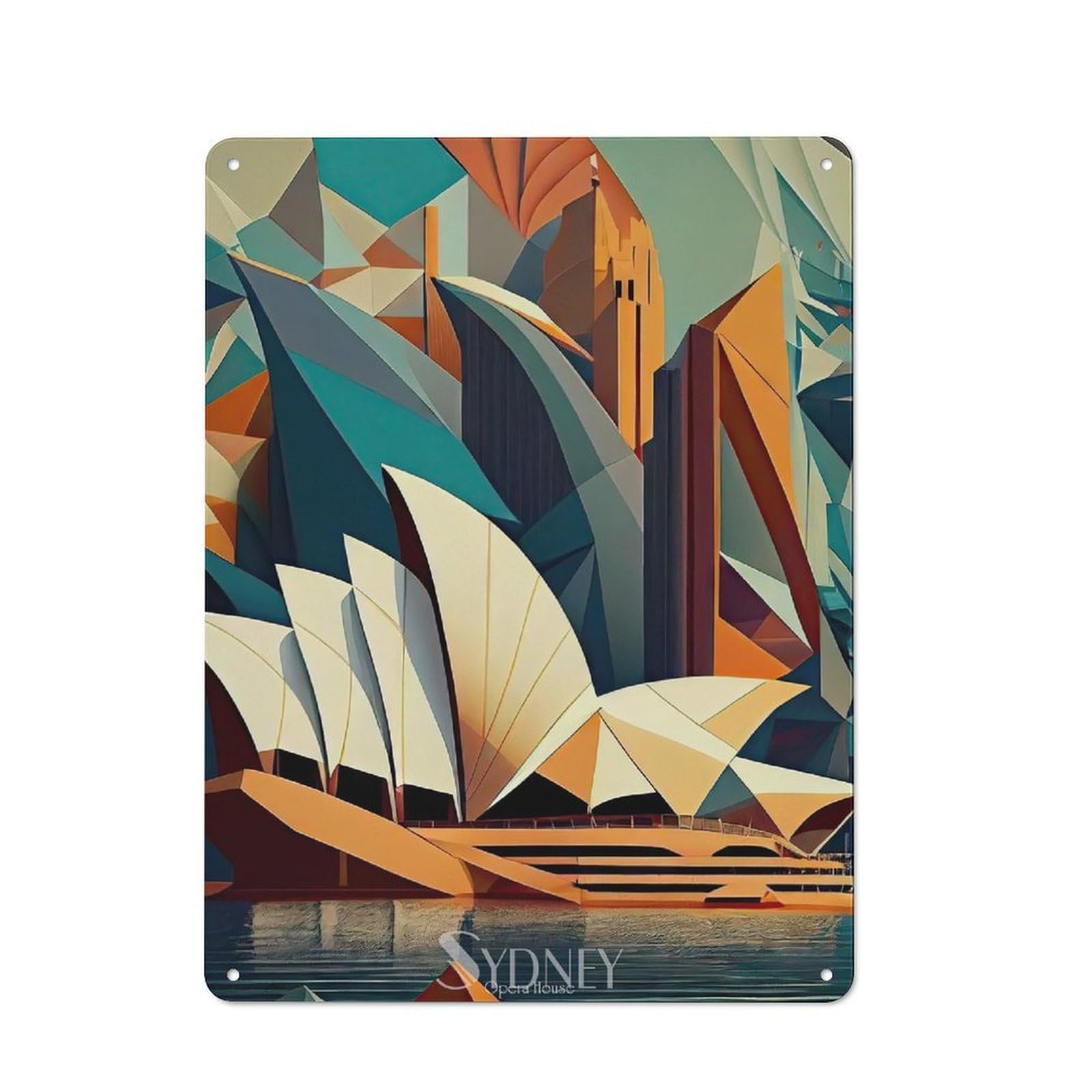 Retro Sydney Opera House 3 Decorative Metal Plaque 40x30cm, Garage Wall Decor for Garage, Workshop, Shed Or Utility Room