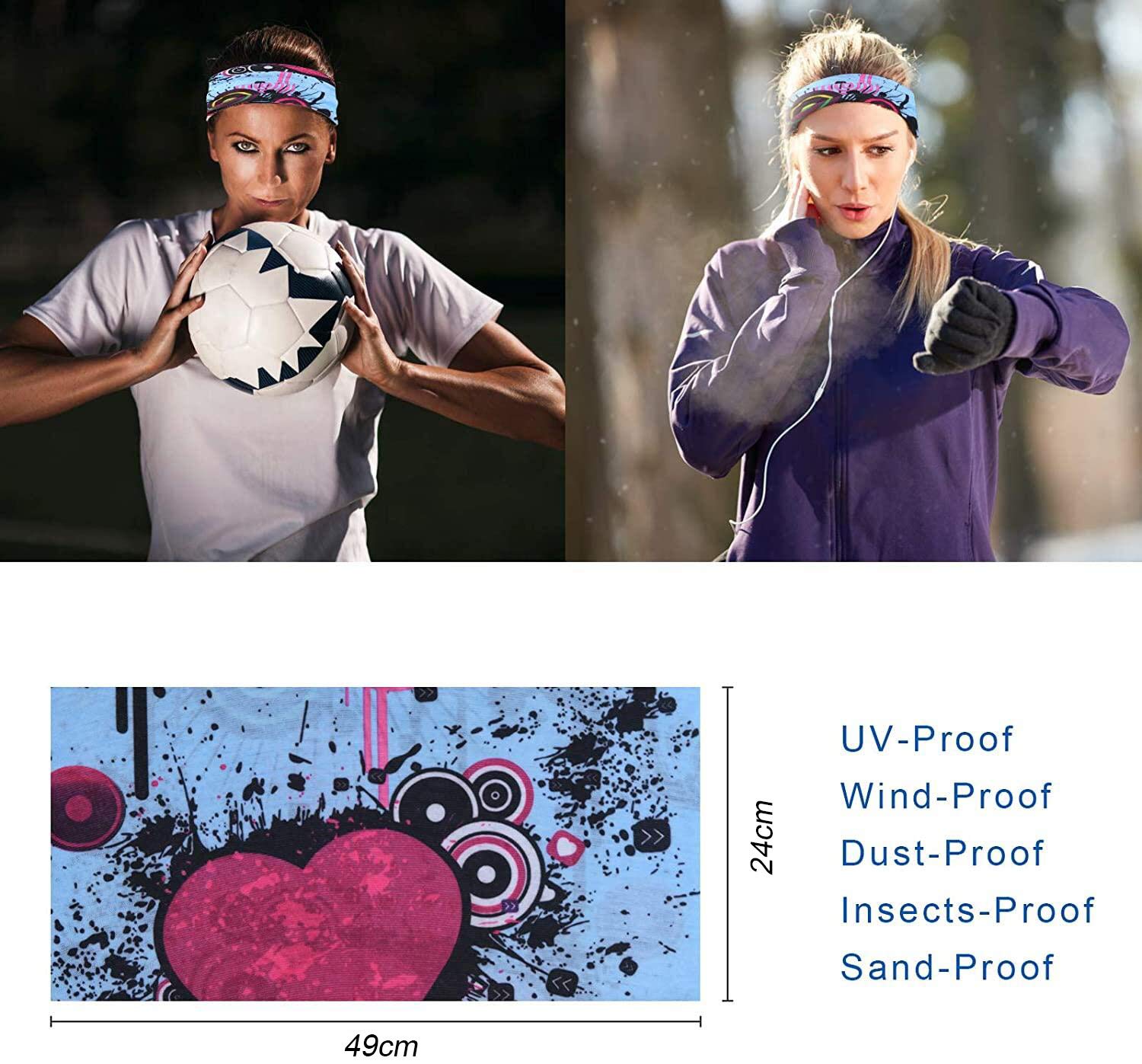 flintronic Copricapo, 6 Pezzi Multifunzione Fascia, Bandana Sciarpa di Riciclaggio della Bici Tubo Elastico Fascia Scaldacollo Balaclava Maschera UV Residence per Yoga Climb Ciclismo Escursionismo