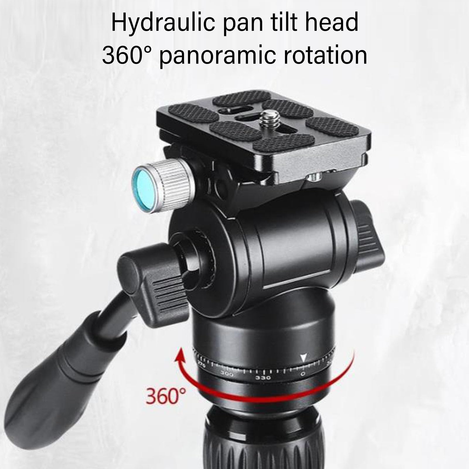 Testa per treppiede panoramico a 360°, Testa per treppiede video in lega di alluminio con impugnatura in acciaio Foro per vite inferiore da 3/8 pollici Compatibile con la