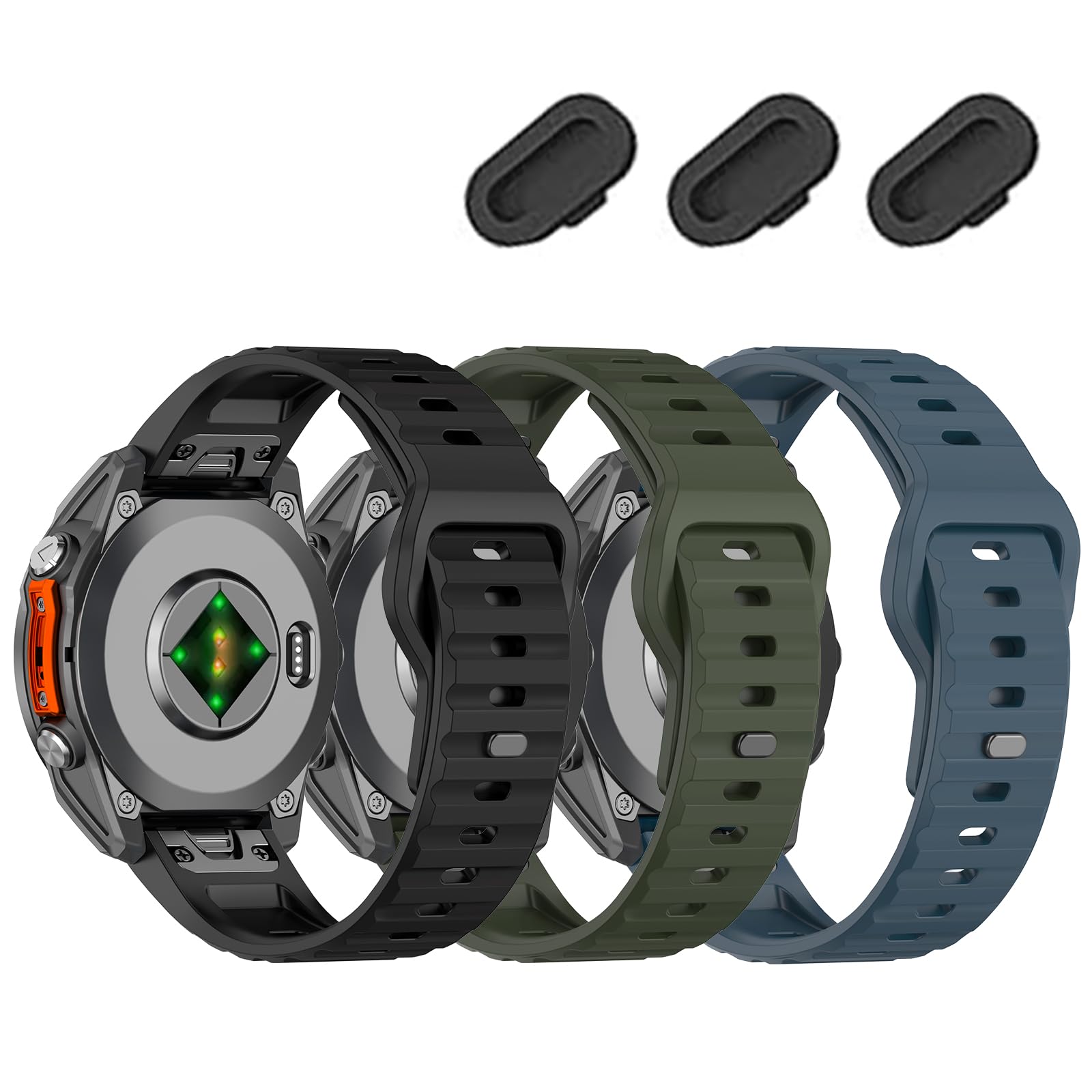 Photo 1 of 22mm Silicone Bands for Tactix 8/Fenix 8 Pro AMOLED 47mm/E/7 pro/7/6 pro/6/5 Plus/5, Quick fit Watch Strap Compatible with Garmin quatix 8/epix Pro/Approach S70 47mm/S62/S60/Descent G2/G1/G1 Solar