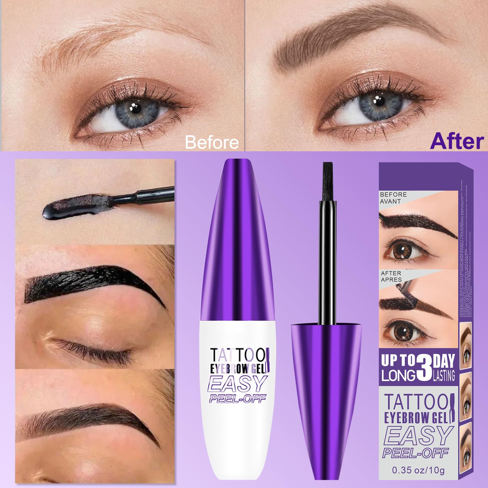 Eyebrow Tint Tattoo Peel Off Gel, Waterproof Long-lasting Brown Brow Tint Colours, Semi-Permanent Eyebrow Dye - Image 4