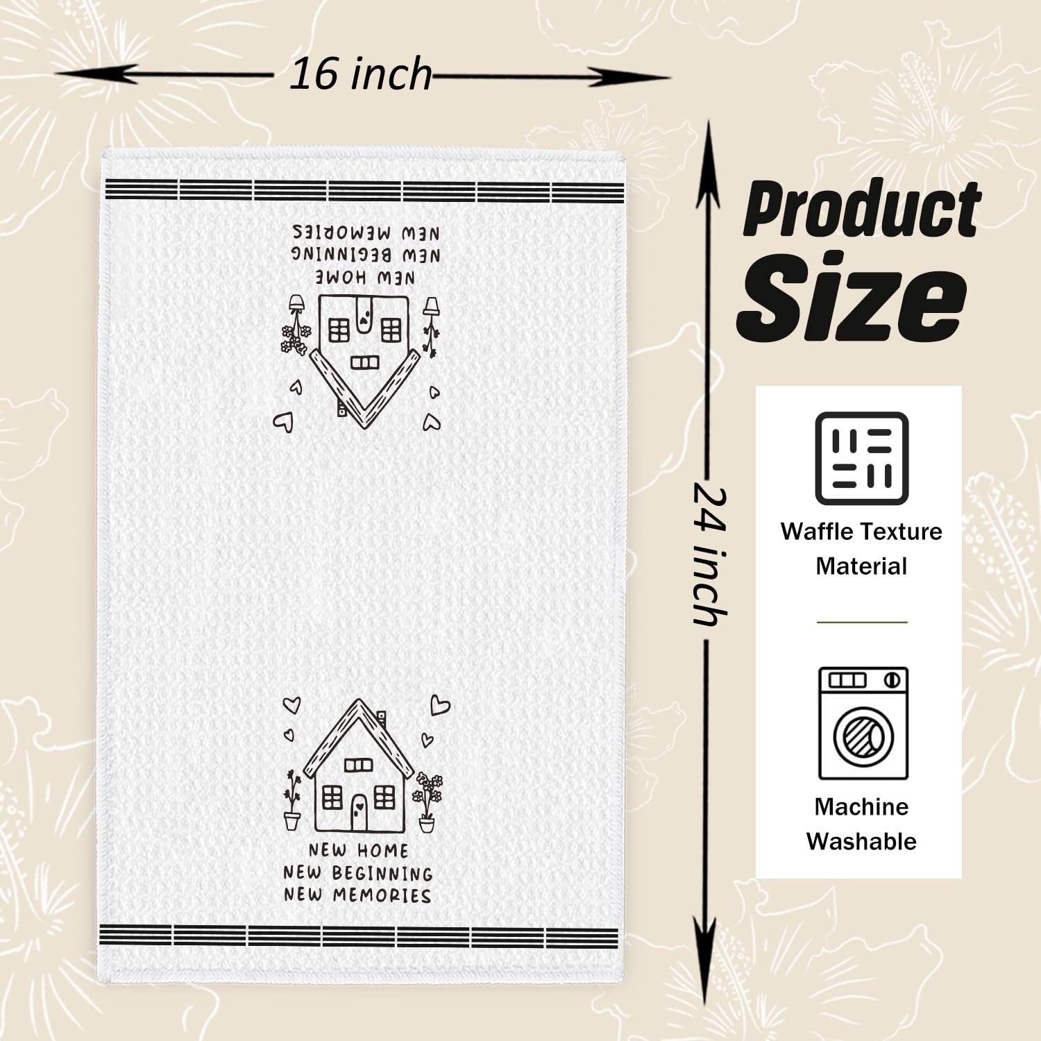 Housewarming Gifts 2026 Kitchen Dish Towels, New Home Gift Ideas, House Warming Gifts for Homeowner Hostess, New Home Decor with Housewarming Saying for Kitchen Bathroom Decor, 16x24 Inch