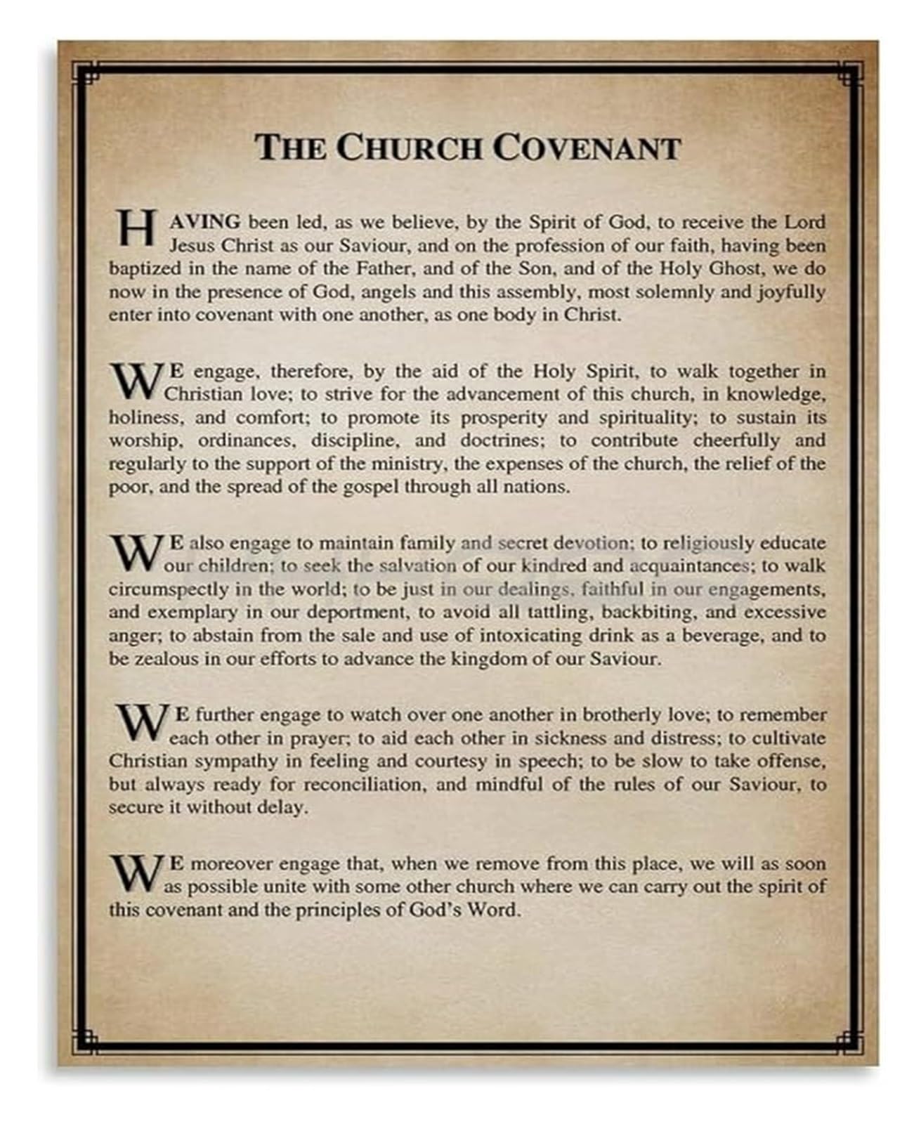 XGINERFEX Church Covenant Print Biblical Statement Wall-Art for Christian Home Church Decor Prayer Room Inspiration(Framed,16x24inch(40x60cm))
