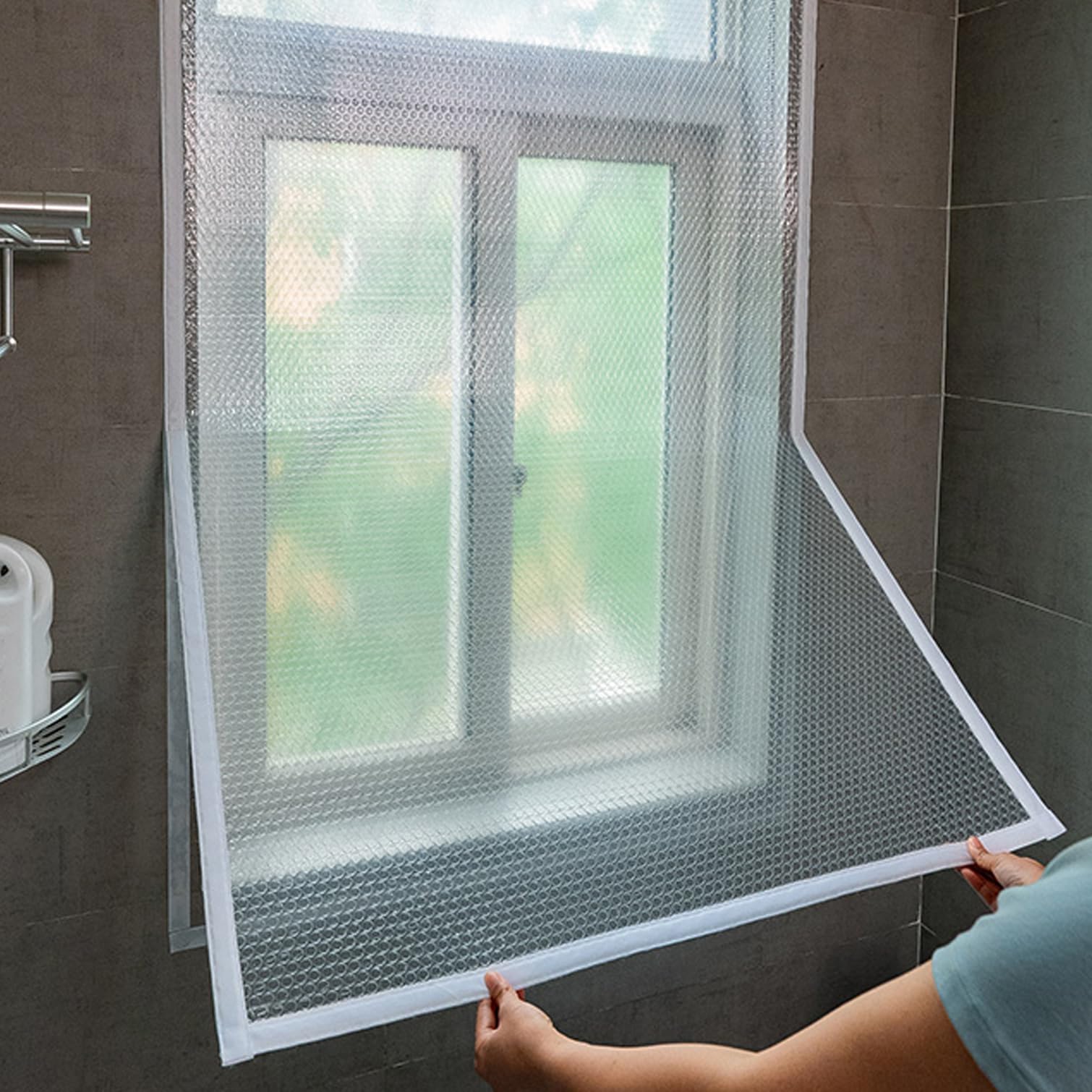 tow000ack Winter Warm Windproof Curtain,Thermal Insulated Window Drapes Self-Adhesive Translucent Seal Plastic Window Film,Cold Protection,for Balcony,Kitchen,Custom (63in x 51in)