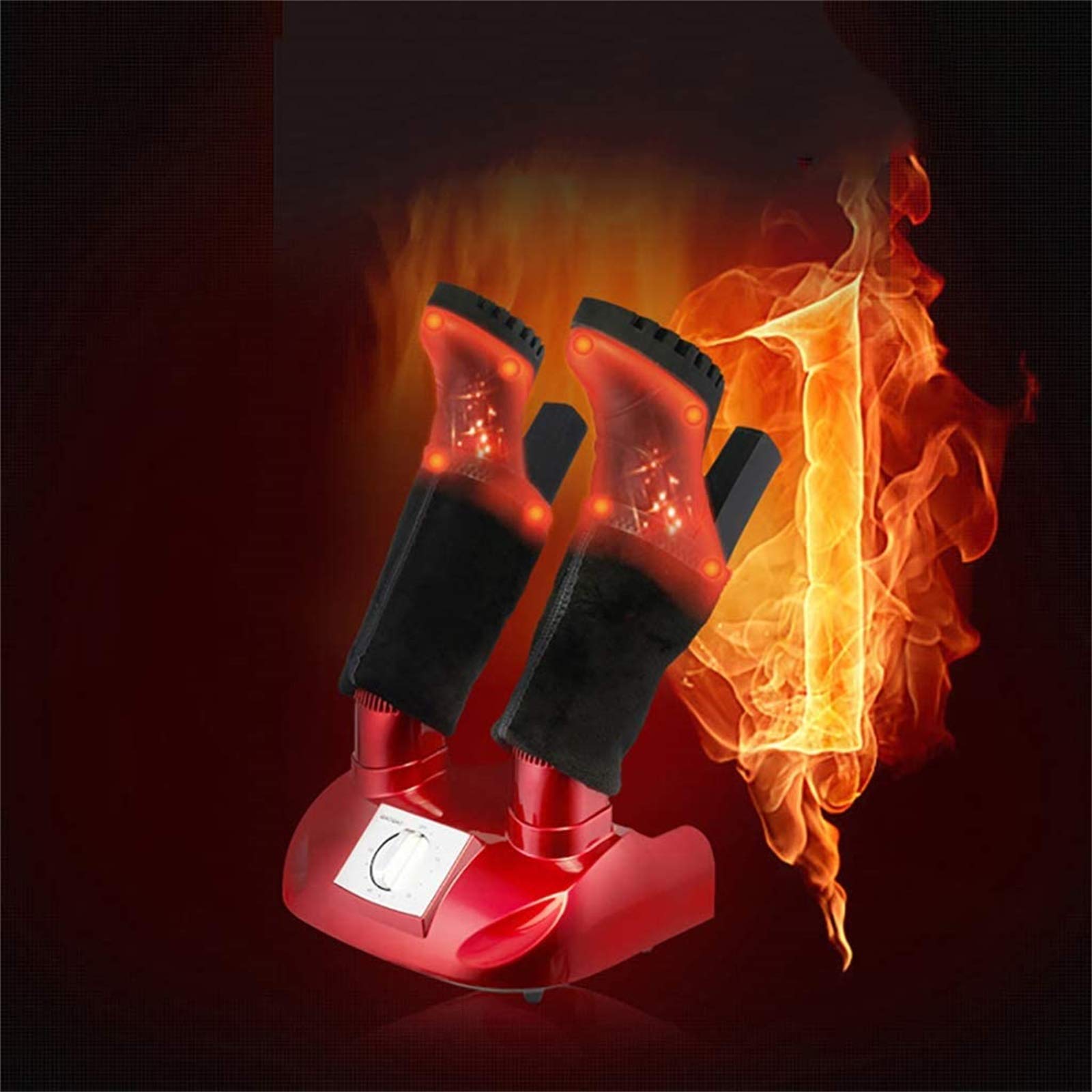 Asciugascarpe, asciuga Scarponi Timer Asciuga Guanti Scaldascarponi ad Aria forzata Portatile Regolabile Rack-Rosso Meccanico 29x22.5x41.5cm(11x9x16inch) (Rosso Intelligente)
